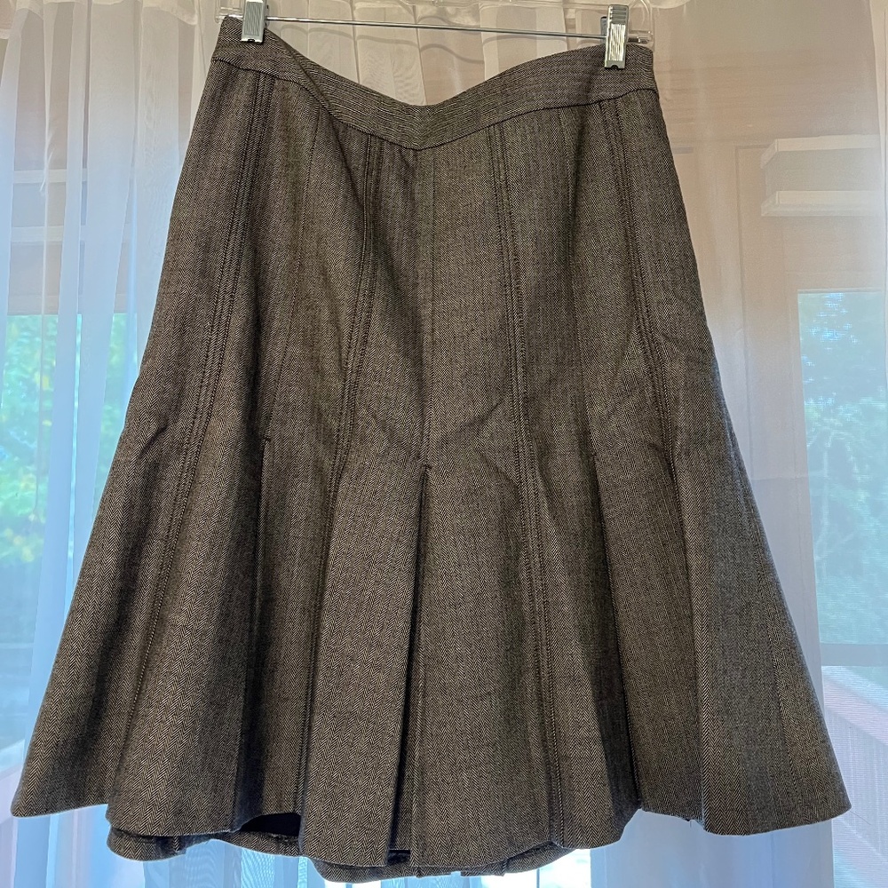 Ann Taylor Loft pleated a-line tweed skirt